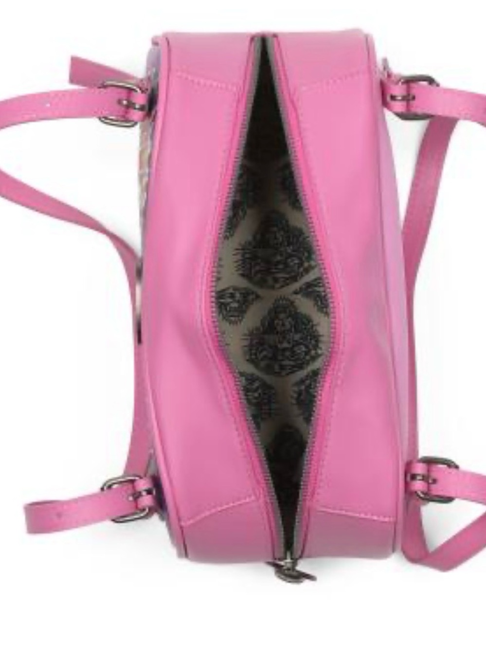 Ed Hardy Pink Floral Skull Shoulder Bag with Purple Accent - Picture 3 of 8